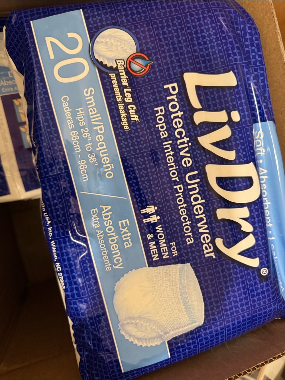LivDry unisex Protective Underwear - Small - Blue 20 count